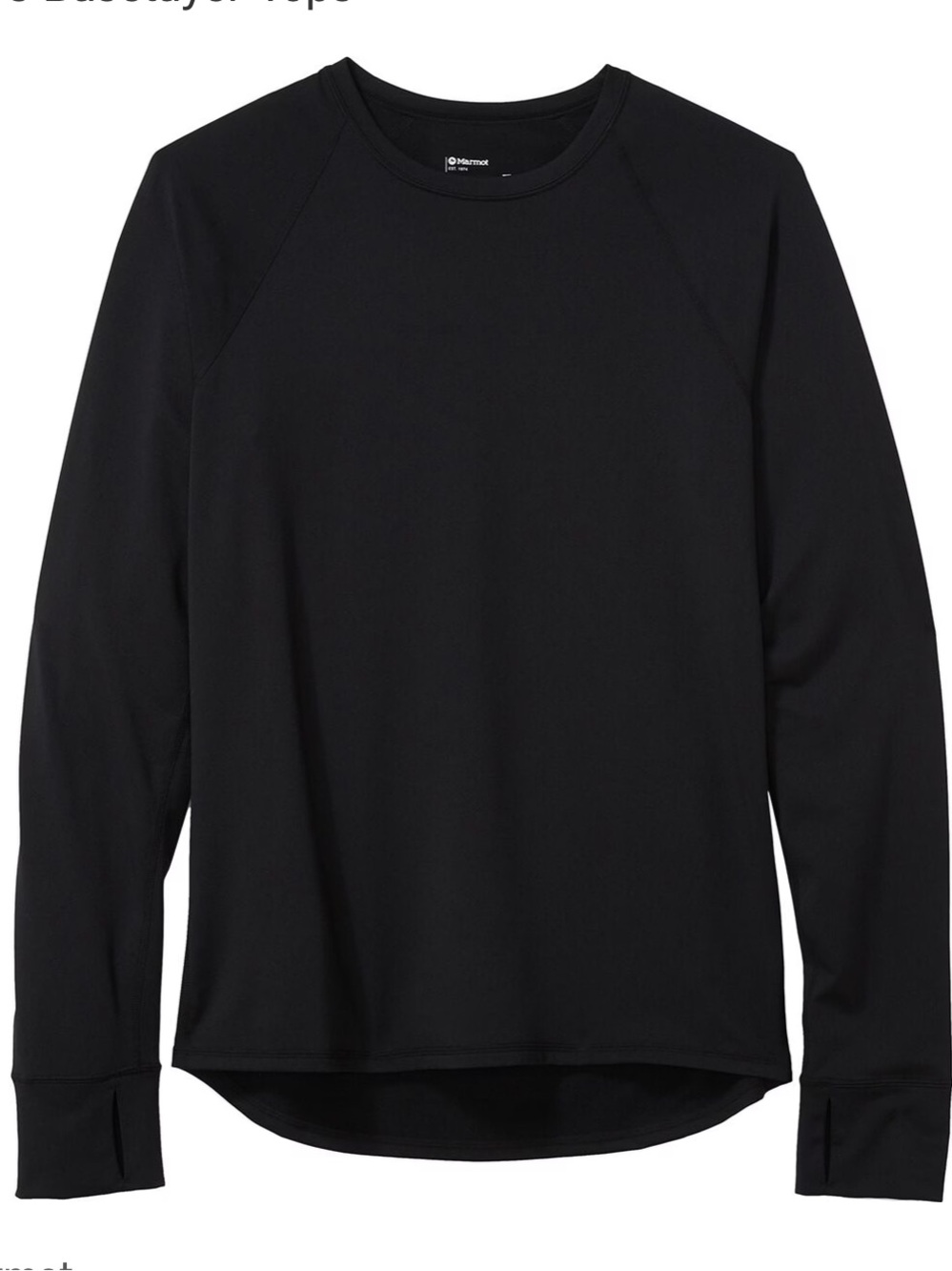 Marmot Men’s Baselayer Long-Sleeve Crew Top in Black M-396 Sz L